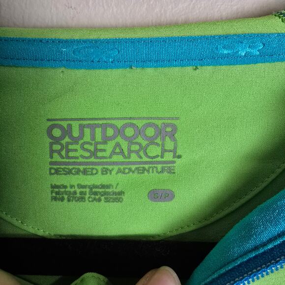 Outdoor Research Neon Green Light Sweatshirt Size Small Hooded 1/4 Zip - Picture 3 of 3